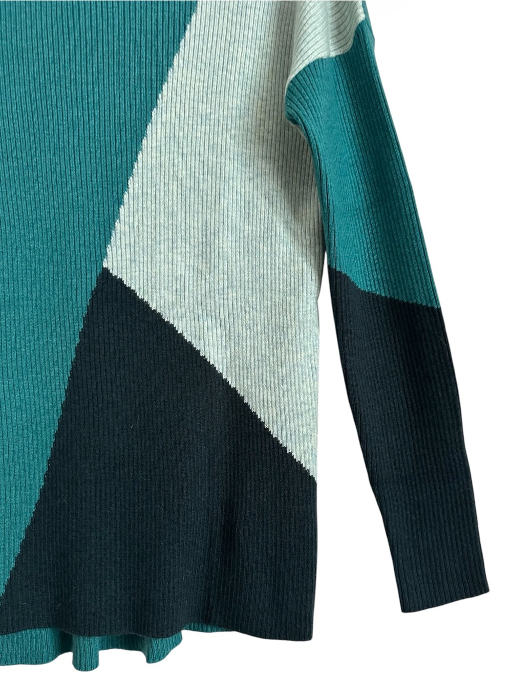 Smartwool Intarsia Everglade Heather Merino Wool Colorblock Rib Sweater M - Picture 6 of 10